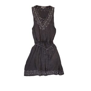 Beach‎ by Exist Dress Embroidered Charcoal Bathing Suit Cover Up Dress Medium